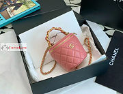 Chanel Vanity With Chain And Top Handle Coral Pink AP2873 10.5×11.5×10.5cm - 2