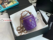 Chanel Vanity With Chain And Top Handle Purple AP2873 10.5×11.5×10.5cm - 2