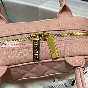 Chanel Bowling Bag In Grained Leather Coral Pink 25x14x9cm  - 5