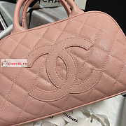 Chanel Bowling Bag In Grained Leather Coral Pink 25x14x9cm  - 4