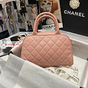 Chanel Bowling Bag In Grained Leather Coral Pink 25x14x9cm  - 3