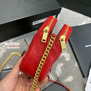 Ysl Becky Double-zip Pouch In Leather Red 6089411 19x11x5cm - 6