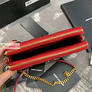 Ysl Becky Double-zip Pouch In Leather Red 6089411 19x11x5cm - 5