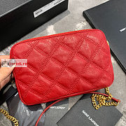 Ysl Becky Double-zip Pouch In Leather Red 6089411 19x11x5cm - 3