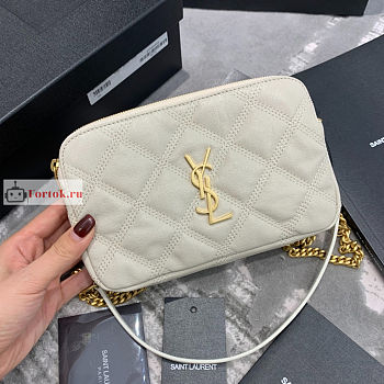 Ysl Becky Double-zip Pouch In Leather White 6089411 19x11x5cm