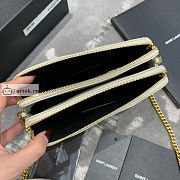 Ysl Becky Double-zip Pouch In Leather White 6089411 19x11x5cm - 3