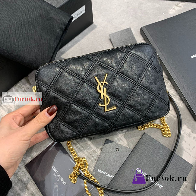 Ysl Becky Double-zip Pouch In Leather Black 6089411 19x11x5cm - 1