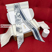Dior Toile De Jouy Mitzah Scarf Blue Silk - 3