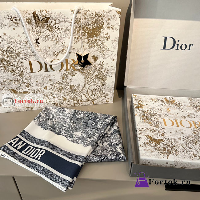 Dior Toile De Jouy Square Scarf Silk Blue - 1