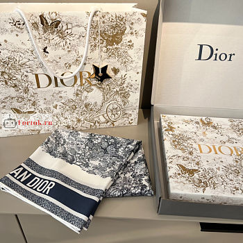 Dior Toile De Jouy Square Scarf Silk Blue