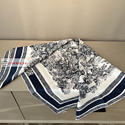 Dior Toile De Jouy Square Scarf Silk Blue - 2