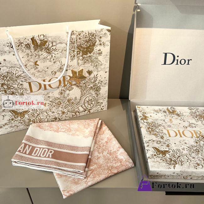Dior Toile De Jouy Square Scarf Silk Coral Pink - 1