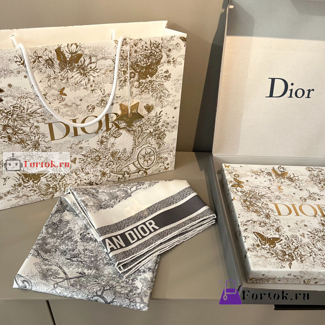 Dior Toile De Jouy Square Scarf Silk Gray - 1