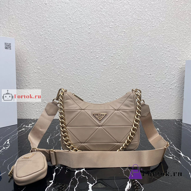 Prada Nappa Shoulder Bag In Leather Beige 24x17x7cm - 1