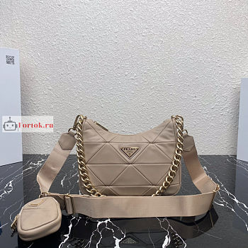 Prada Nappa Shoulder Bag In Leather Beige 24x17x7cm