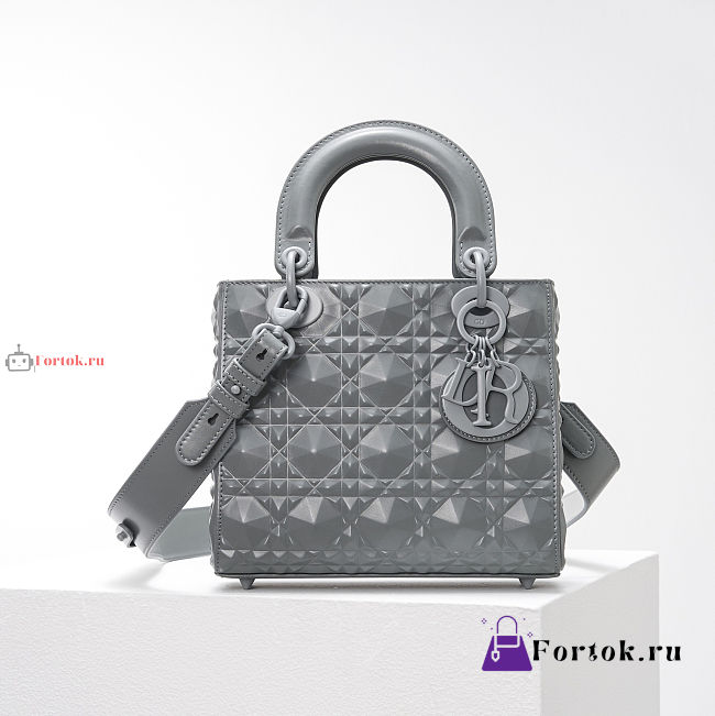 Dior Small Lady Abcdior Bag Diamond Motif Gray M0538 20cm - 1