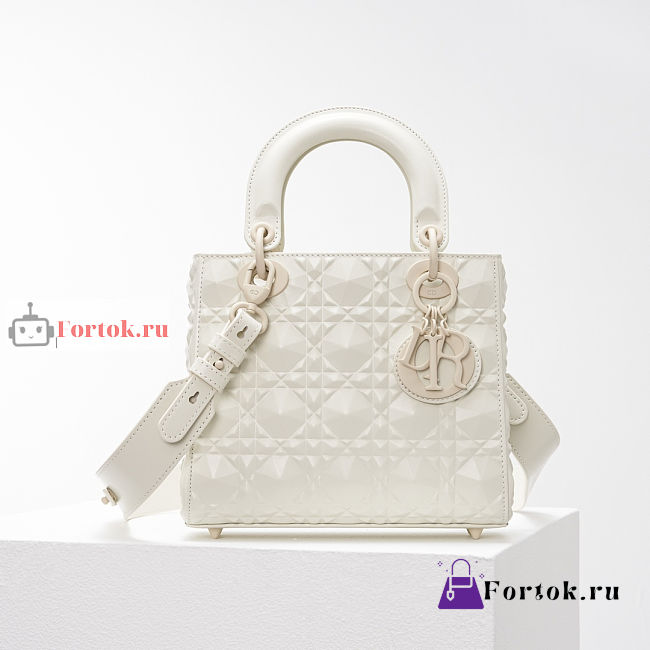 Dior Small Lady Abcdior Bag Diamond Motif White M0538 20cm - 1