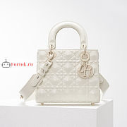 Dior Small Lady Abcdior Bag Diamond Motif White M0538 20cm - 1