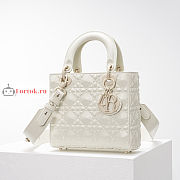 Dior Small Lady Abcdior Bag Diamond Motif White M0538 20cm - 6