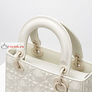 Dior Small Lady Abcdior Bag Diamond Motif White M0538 20cm - 4