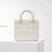 Dior Small Lady Abcdior Bag Diamond Motif White M0538 20cm - 2