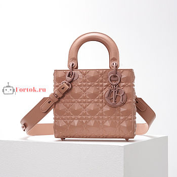 Dior Small Lady Abcdior Bag Diamond Motif Rose Beige M0538 20cm