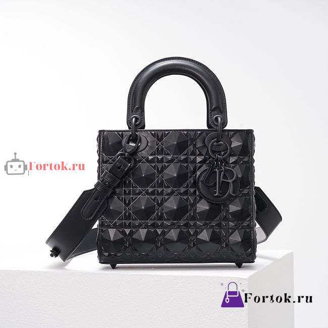 Dior Small Lady Abcdior Bag Diamond Motif Black M0538 20cm - 1