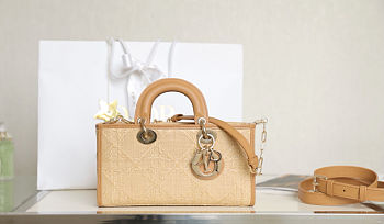 Dior Lady D-Joy Raffia Cannage M0540 26x13.5x5cm