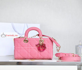 Dior Lady D-Joy Bag Denim Pink M0540 26x13.5x5cm