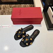 Valentino Roman Stud Slide Sandal Black - 6