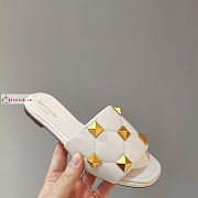 Valentino Roman Stud Slide Sandal White  - 3
