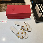 Valentino Roman Stud Slide Sandal White  - 4