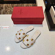 Valentino Roman Stud Slide Sandal White  - 5