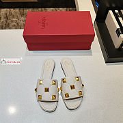 Valentino Roman Stud Slide Sandal White  - 6