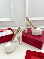 Valentino Tan-Go Patent Leather Platform Pump White - 1
