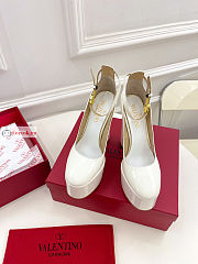 Valentino Tan-Go Patent Leather Platform Pump White - 5
