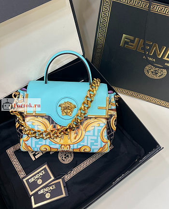 Fendace Medium La Medusa Handbag Blue 25x15x22cm