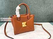 Valentino Small One Stud Nappa Handbag Brown 19x16x12cm - 1