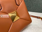 Valentino Small One Stud Nappa Handbag Brown 19x16x12cm - 3