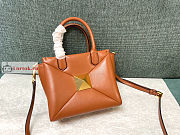 Valentino Small One Stud Nappa Handbag Brown 19x16x12cm - 6