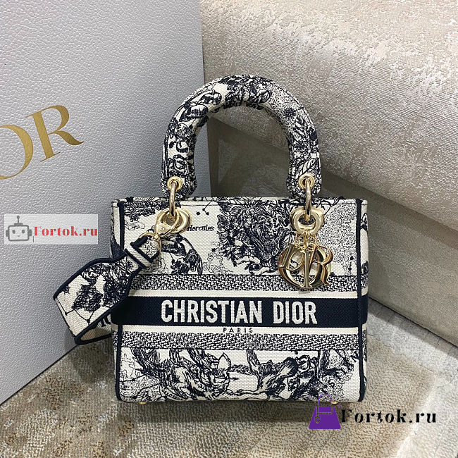 Dior Medium Lady D-Lite Bag Zodiac Embroidery M0565 24x20x11cm - 1