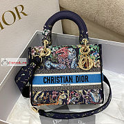 Dior Medium Lady D-Lite Bag D-Constellation Embroidery Blue M0565 24x20x11cm - 1