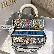 Dior Medium Lady D-Lite Bag D-Constellation Embroidery White M0565 24x20x11cm - 1