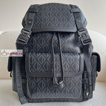 Dior Hit The Road Backpack Diamond Canvas Black 43×51×20cm