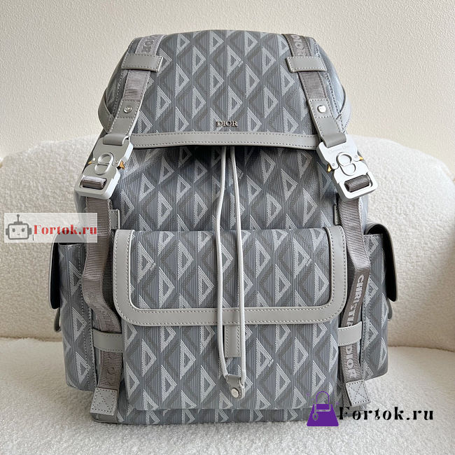 Dior Hit The Road Backpack Diamond Canvas Gray 43×51×20cm - 1