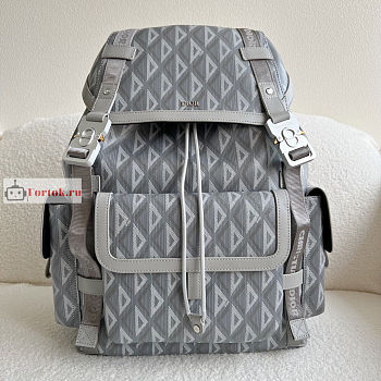 Dior Hit The Road Backpack Diamond Canvas Gray 43×51×20cm