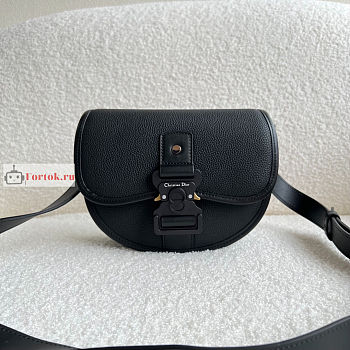 Dior Gallop Messenger Bag In Grained Leather Black 1ADPO 20.5×16×5cm