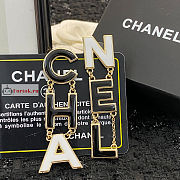 Chanel CHA-NEL Drop Earrings Black/White Gold Metal - 6