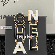 Chanel CHA-NEL Drop Earrings Black/White Gold Metal - 5