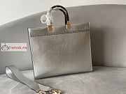 Fendi Medium Roma Sunshine Tote Leather Silver 35x31x17cm - 6